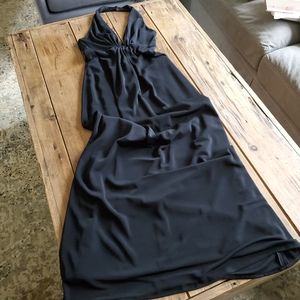 Rimini Women's Black Halter Dress Deep V Stretchy Flowy Size 4